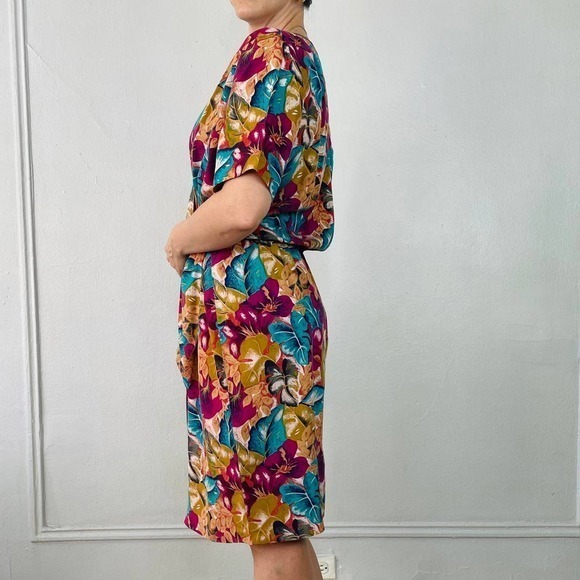 Vintage 80s silk dress‎ - Picture 3 of 4